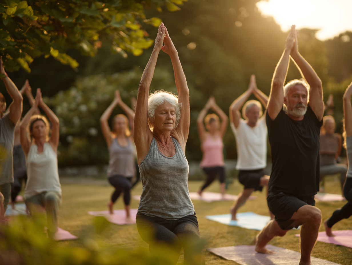 Досвідчені інструктори йоги працюють з групою людей різного віку